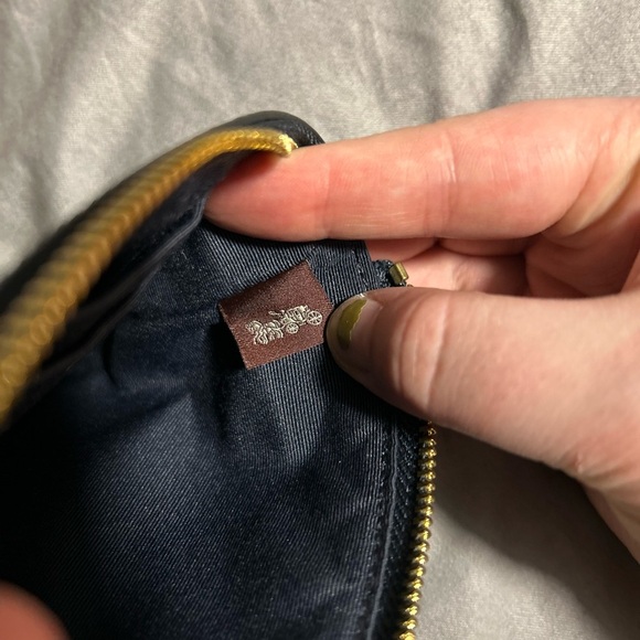 Coach Corner Zip Wristlet in Navy Garden Plaid Print - Picture 5 of 5